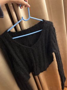 Black Fuzzy Knit Sweater