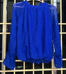 Blue Baloon Sleeve Top