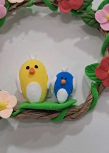 Clay Bird &amp; Floral Wreath