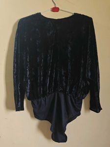 Elegant Black Velvet Bodysuit