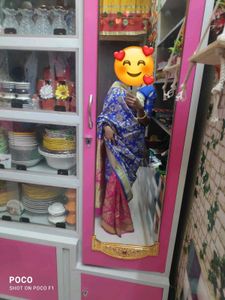 Pink &amp; Blue Floral Saree And  Blouse