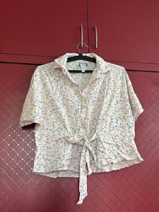 Floral Tie-Front Top For L Size