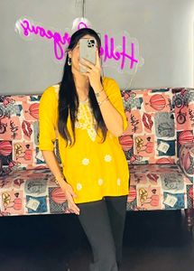 Yellow Embroidered Kurta