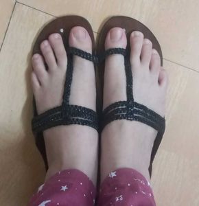 Combo Of Black And Silver Flats