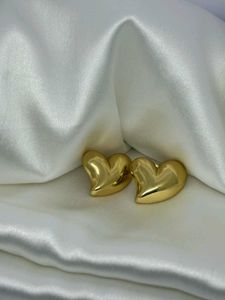 Gold Heart Stud Earrings