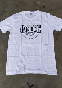 Brand New Cotton White Chest Printed Half Sleeves Men&#39;s T-shirt