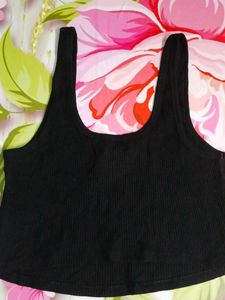 (1100)Basic Black Ribbed Tank Top
