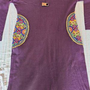 Embroidered Woolen Kurta