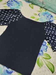 Navy Blue Puff Slvees top