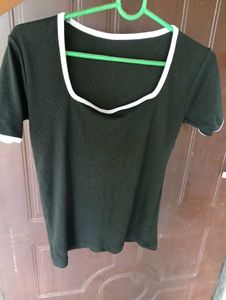 Black Colour Top with White Border