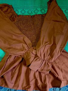 Brown Peplum Top