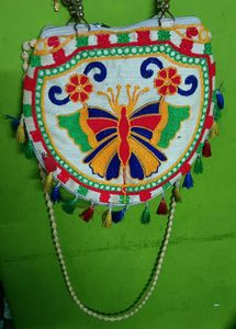Colorful Boho Butterfly Embroidered Sling Bag