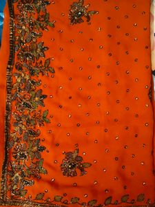Orange Embellished Saree