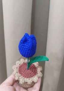 Crochet Tulip in Pot - Handmade Decor