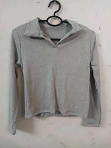 Gray Long Sleeve Top