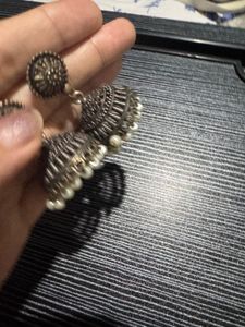 4 Pair Oxidised Jhumka Earrings