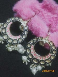 Statement Earrings with Pearl Accents