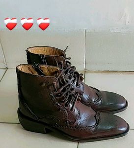 Leather Wingtip Ankle Boots