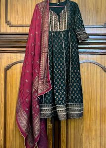 Elegant Embroidered Suit With Dupatta