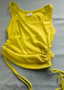 Yellow Ruched Detail Tank Top