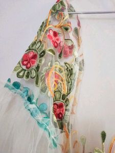 Floral Embroidered Net Top