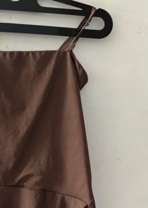 Brown Cami Top with Peplum Hem