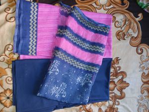 Pink And Blue Dress Material