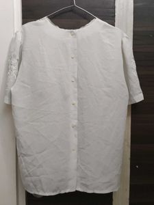 Lace Embedded White Top