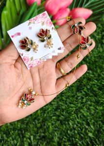 Lotus Necklace &amp; Earring Set