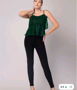 Trendy Shoulder Straps Top Green Colour
