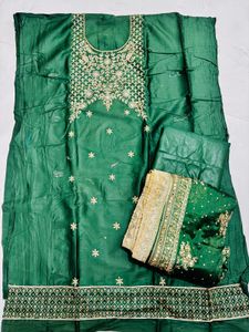 Emerald Green Embroidered Dupatta