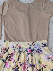 Yellow Color Floral Print Mini Dress