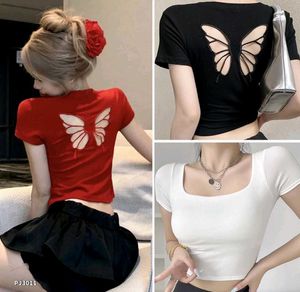 Women&#39;s sexy Butterfly back soft paded crop Top