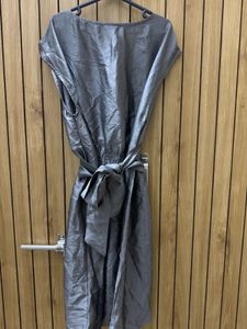 H&amp;M. Metallic Dress With Tie Up At Back