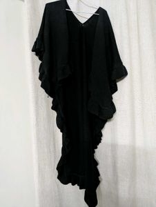 Black Winter Woolen Wrap Jacket