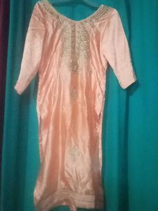 Satin Kurti And Crepe Salwar Pattiyala