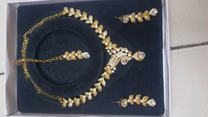 Golden And White Stones Necklace.