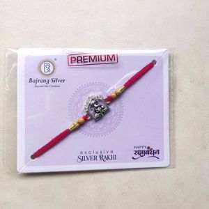 Pure Silver Oxidised Ganesha Ideal CZ Rakhi