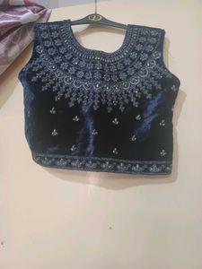 Embroidered Velvet Blouse