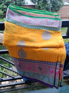 Yellow Banarsi Cotton Saree