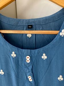 blue embroidery kurti