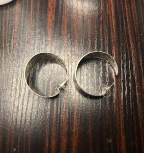 Hammered Silver Hoop Earrings