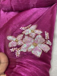 Elegant Magenta Floral Saree