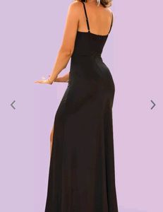 Thigh Cut Cami Black Dress