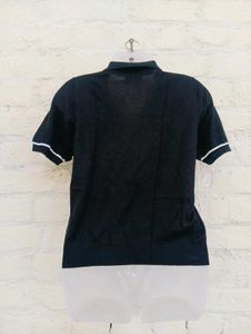 Black Polo with White Trim - Size M