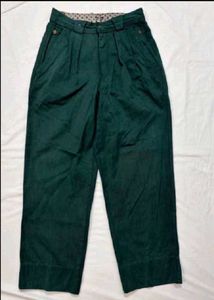 Green Cropped Wide Leg Pants
