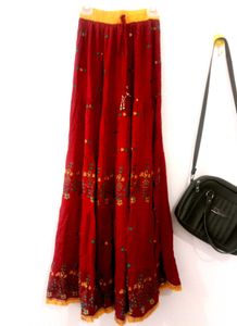 Red &amp; Yellow Embroidered Skirt