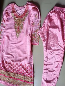 Party Wear Georgette Kurti & Silk Pant