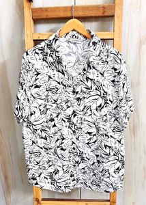 White Printed Cotton Shirt Size-40-42