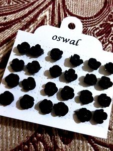 Oswal Black Stud Earrings Set Of 12